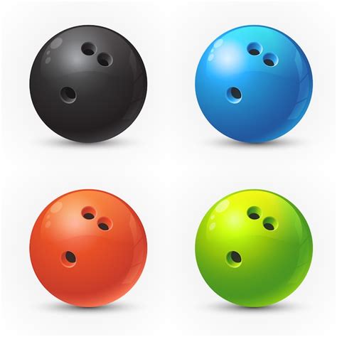 Set Of Colored Bowling Balls Premium Vector