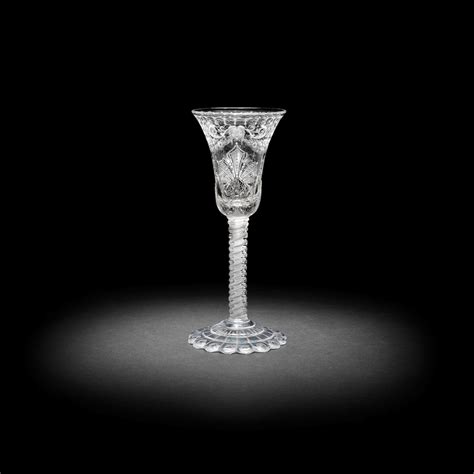 Bonhams A Rare And Unusual Cut And Engraved Opaque Twist Wine Glass Circa 1765