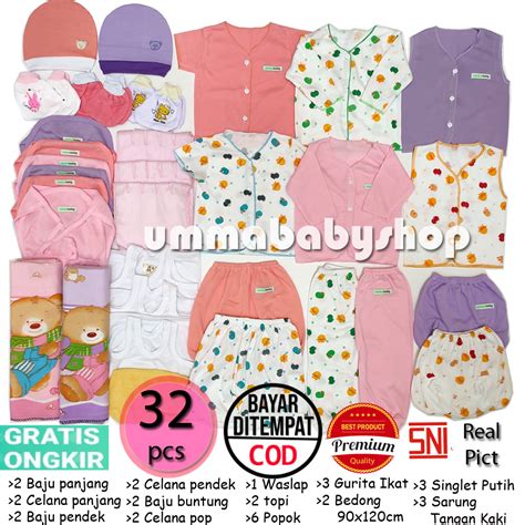 Perlengkapan Baju Bayi Lahir 32 Pcs Paket Lengkap Newborn Kado Lahiran