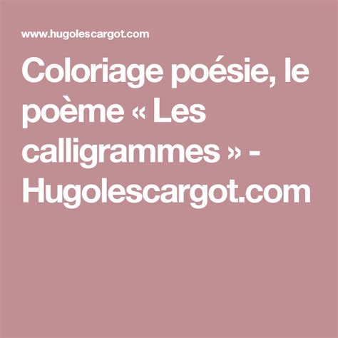 Coloriage Poésie Le Poème « Les Calligrammes