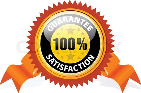 100 Satisfaction Guaranteed Sign With Ribbon On White Background