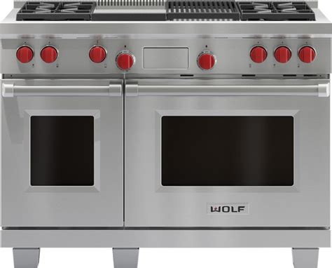 Wolf DF484CG 48 Inch Pro Style Dual Fuel Range With 4 Dual Stacked