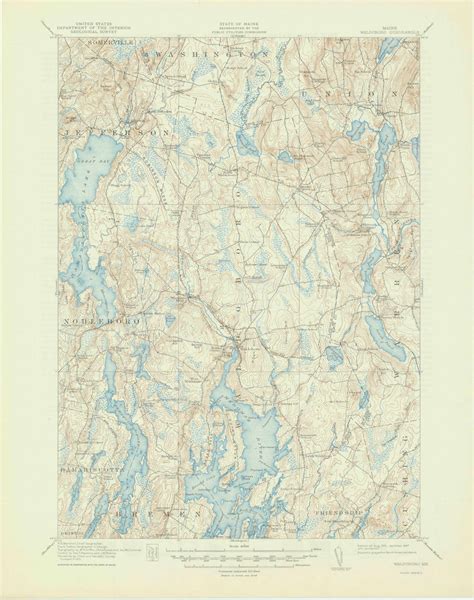 Waldoboro Maine 1915 1947 USGS Old Topo Map Reprint 15x15 ME Quad