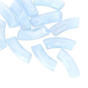 Perles Tube Incurv En Acrylique Transparente 35x11 Mm Marbr Bleu Ciel X6