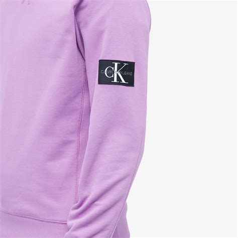 Calvin Klein Monogram Sleeve Badge Crew Sweat Iris Orchid End