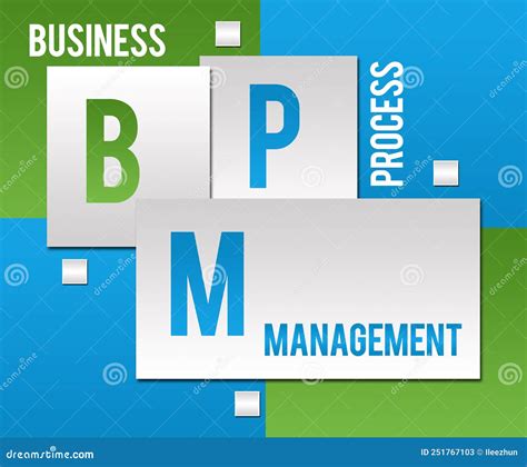 Bpm Business Process Management Green Blue Squares Text Stock