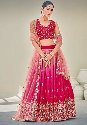 Buy Women Hot Pink Sequin Embellished Lehenga Set Xlh