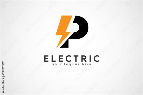 Letter P Electric Logo Letter P And Lightning Bolt Combination Tunder