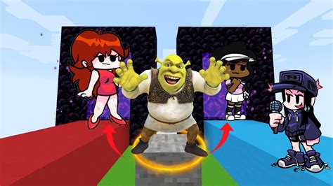 Minecraft FNF Shrek DO NOT CHOOSE THE WRONG PORTAL GF Or Carol