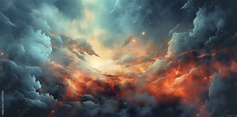 clouds in the nebula space wallpaper. Generative AI. Stock Illustration ...