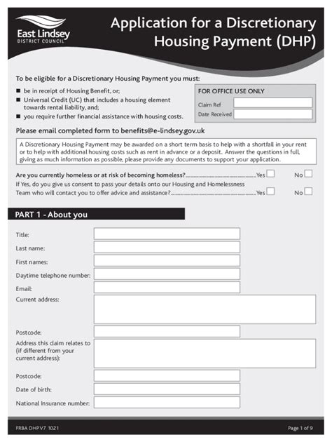 Fillable Online Applying For A Discretionary Housing Payment Gov Uk