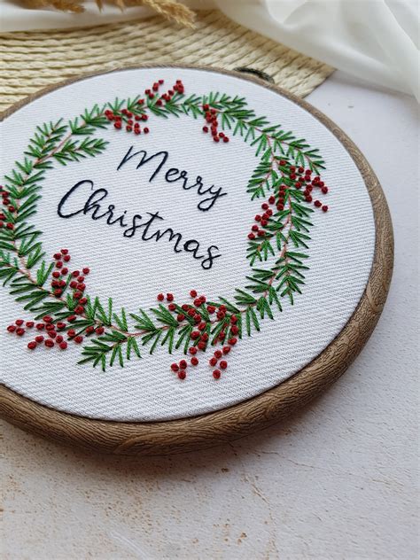 Christmas Wreath Embroidery Design Pattern PDF, Holiday Ornament Pattern With Instructions ...