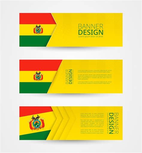 Premium Vector Set Of Three Horizontal Banners With Flag Of Bolivia