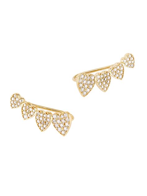 Adriana Orsini Womens Real Love 18k Gold Plated And Cubic Zirconia Heart Ear Climbers Modesens