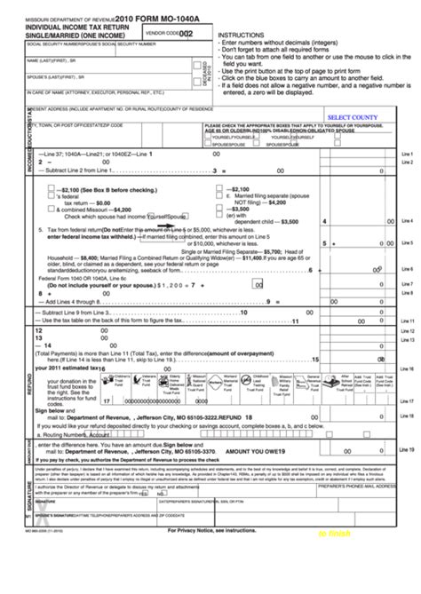 1040a Form Printable