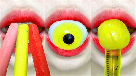 Asmr Eyeball Gummy Tennis Ball Syringe Gummy Meringue Cookies Eating