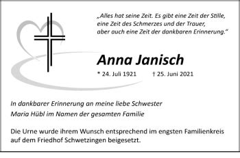 Traueranzeigen Von Anna Janisch Trauerportal Ihrer Tageszeitung