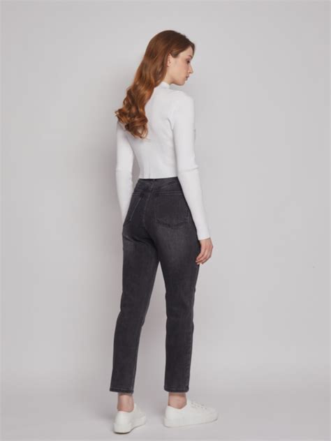 Джинсы силуэта Mom slim 022337137043, цвет Темно-серый, артикул ...