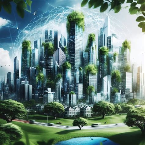 Edifício ecológico tecnologia moderna de rede urbana edifício