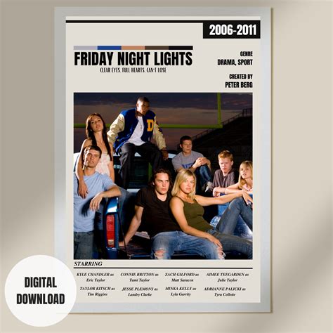 Friday Night Lights Poster Tv Show Poster Theater Room Decor Wall Art Wall Decor Tv Series ...