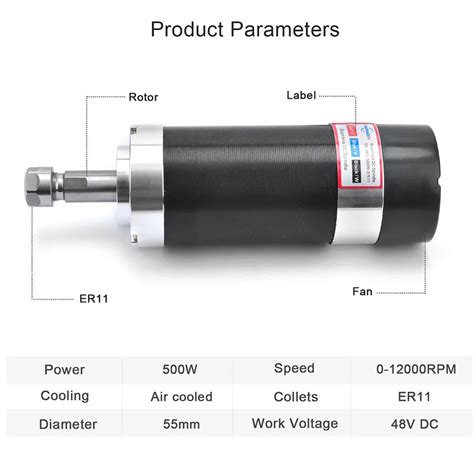 Daedalus 500w CNC Spindle Motor Brushless Motor Kit 48v DC For Milling