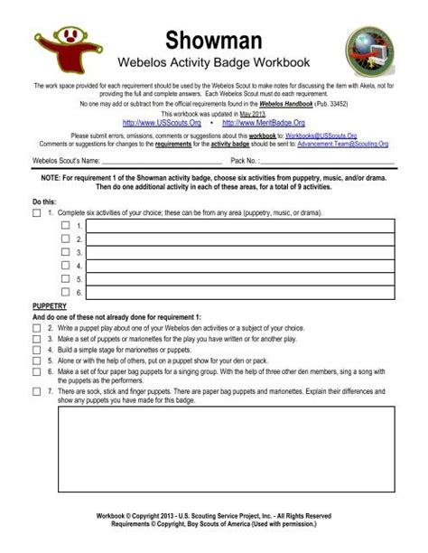 Music Merit Badge Worksheet 2023