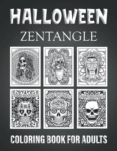 Halloween Zentangle Coloring Book For Adults Spooky Coloring Book For