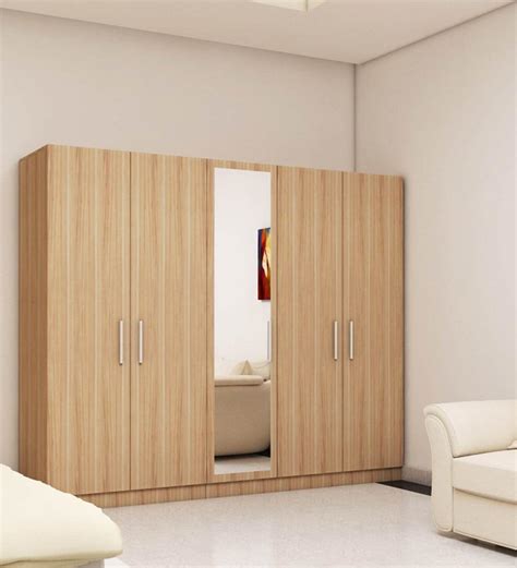 Buy Five Door Wardrobe In Swiss Elm Bleached Finish In Mdf By Primorati Online Hinged