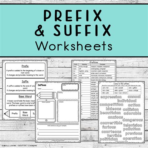 Prefix and Suffix Worksheets - Simple Living. Creative Learning