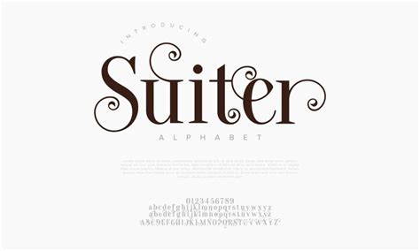 Suiter Premium Lujo Elegante Letras Y Números Del Alfabeto Tipografía