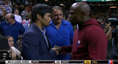 Floyd Mayweather And Manny Pacquiao Meet At A Miami Heat Game As