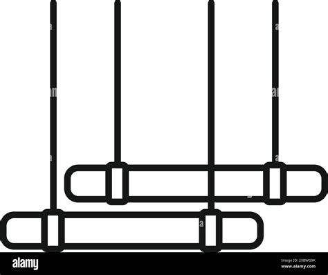 Simple Line Icon Of Two Wooden Hanging Swings On Ropes With Knots