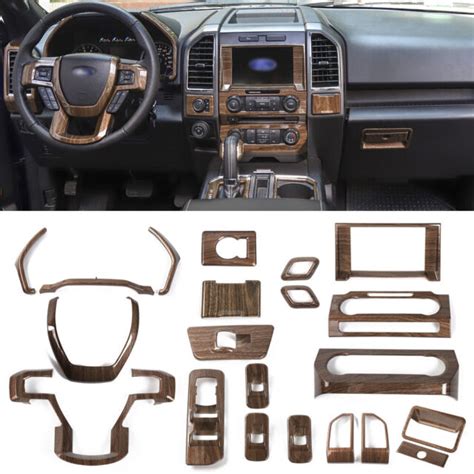 21pcs Interior Decoration Trim Kit Accessories For Ford F150 2015 19 Wood Grain Ebay