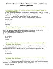 Ixl Th H Transition Logically Between Claims Evidence Analysis And