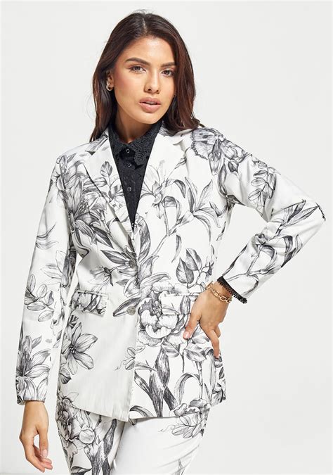 Buy Womens Iconic All Over Floral Print Blazer With Notch Lapel And