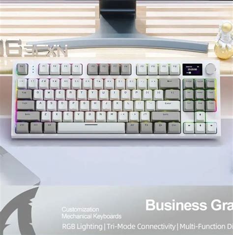 K Teclado Mec Nico Hot Swappable Sem Fio Bluetooth G Tela De Exibi O E O Rotativo