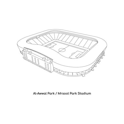 Line Art Design of Saudi Arabias International Stadium, Al-Awwal Park Stadium, Mrsool Park ...