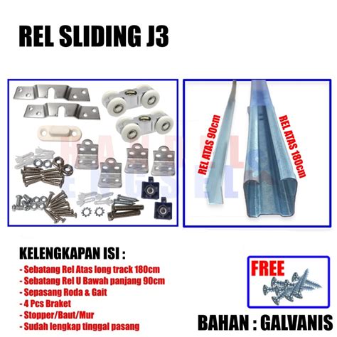 Jual Rel Pintu Sliding Geser J Rel Roda Pintu Geser Galvanis Tebal