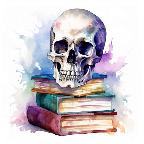 Premium AI Image There Is A Skull Sitting On Top Of A Pile Of Books