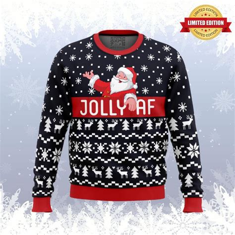 Jolly Af Santa Claus Ugly Sweaters For Men Women Rugcontrol