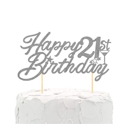 Buy Silver Glitter Happy St Birthday Cake Topper St Birthday