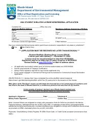 2024 Rhode Island Student Shellfish License New Renewal Application