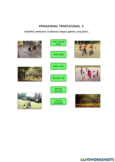 Permainan Tradisional Interactive Activity For 3 Live Worksheets