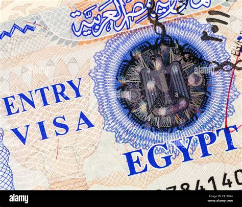 Detail Of Egyptian Entry Visa On A Real Passport Stock Photo Alamy