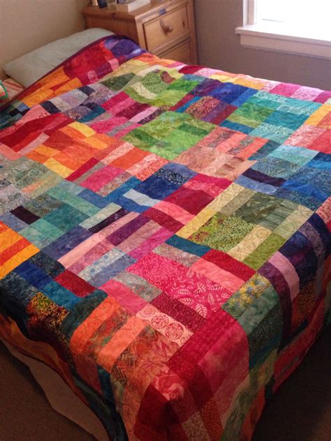 My first quilt using batik jelly rolls | Jellyroll quilts, Quilt ...