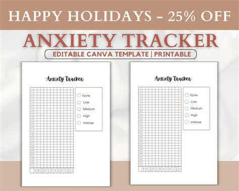 Anxiety Tracker Printable A4 Journal Pages Color Anxiety Tracker Daily Anxiety Tracker Yearly