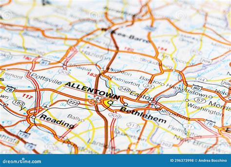 Allentown Road Map Area Closeup Macro View Stock Illustration