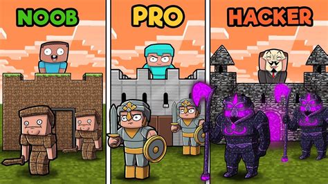 Minecraft Noob Vs Pro Vs Hacker Castle Wars In Minecraft Youtube