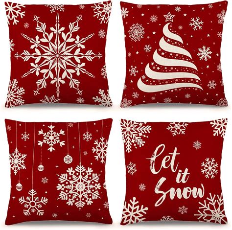 Amazon Ygeomer Christmas Pillow Covers X Inch Set Of Red