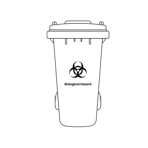 Biohazard Trash Bin Outline Icon Illustration On White Background